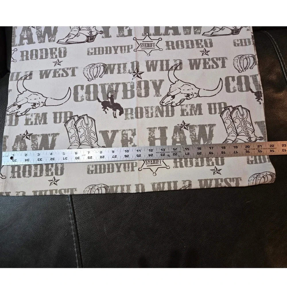 Unbranded Western Rodeo Cowboy Table Runner Cream Brown‎ 44x22 Rustic Print